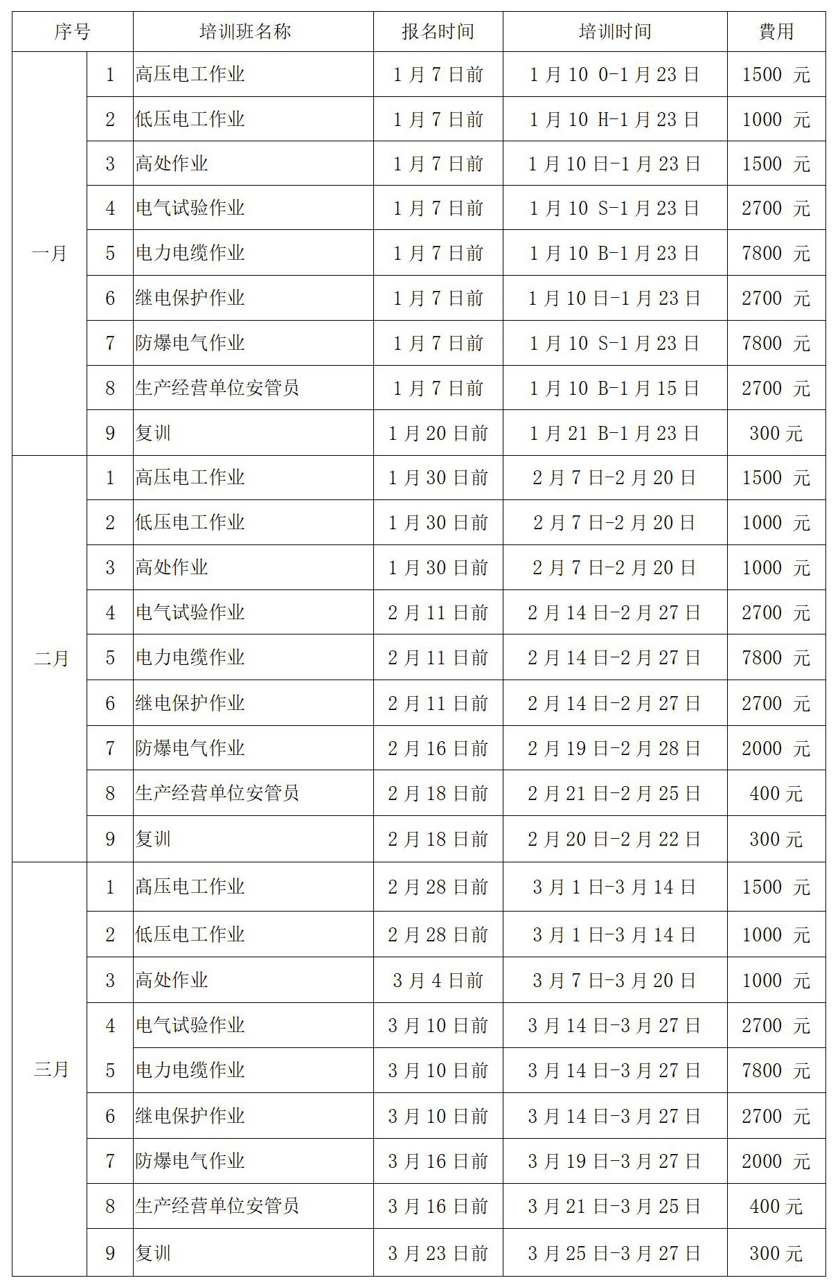 特种作业培训